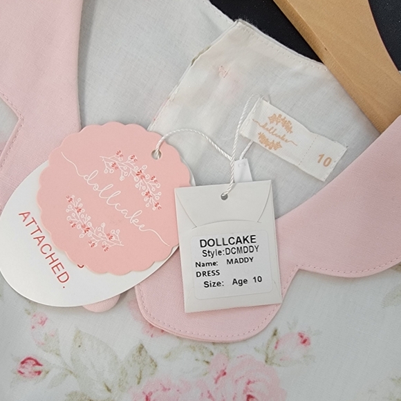 Dollcake Dress Maddy Pink White Plaid Roses Floral Full Skirt Girls 10 NWT - Picture 12 of 12